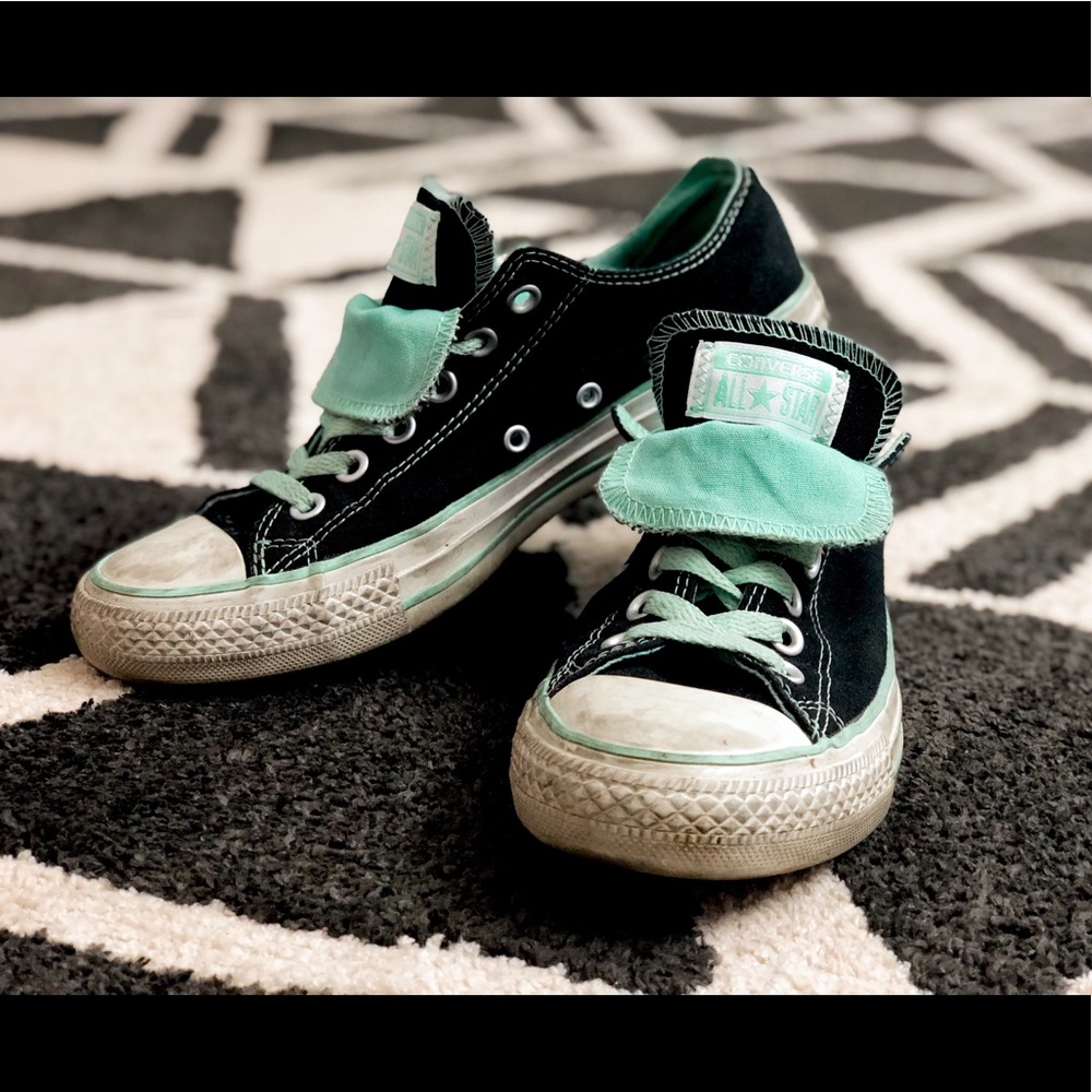 Black & mint green converse sneakers